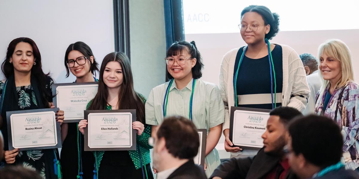 Waleska Cruz at the Impact and Excellence Awards with other students.