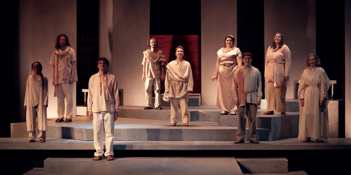 Students performing in a play.