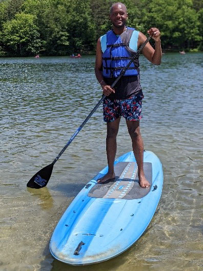 Darian Senn-Carter on stand-up paddleboard