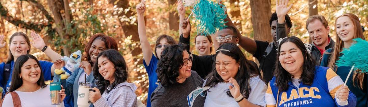 Students in a group with AACC apparel
